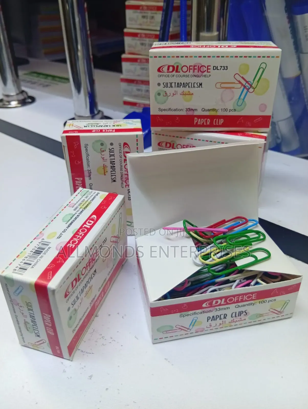 A Packet of Plastic Coloured Paper Clip 33mm - 100clips