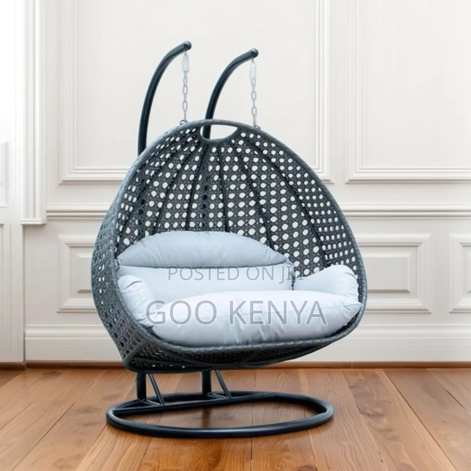 Home Chair; Double Rattan Hanging Hammock Chair and Sturdy Metal Stand