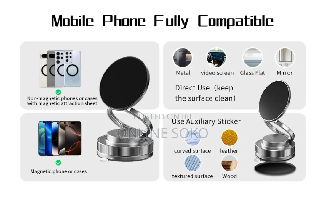 360° Adjustable Vacuum Absorption Magnetic Bracket Phone Holder