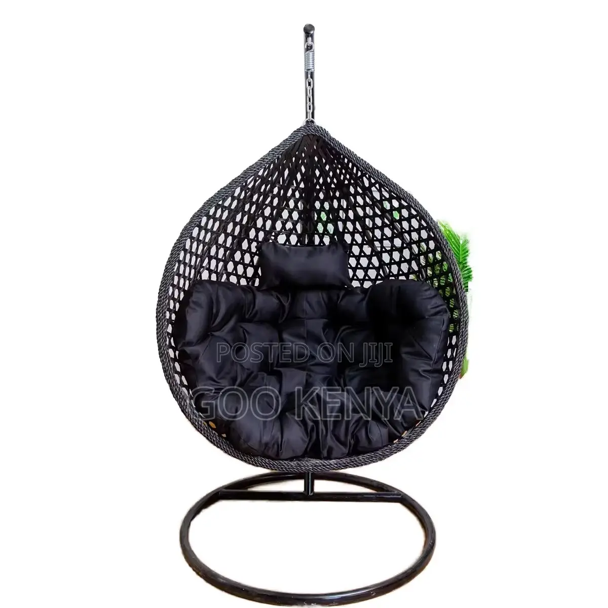 Home Chair; Cushioned Hanging Rattan Swing for Balcony or Garden