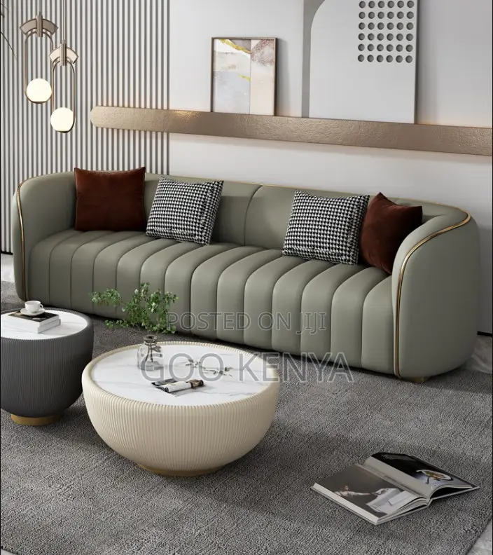Home Sofa; 3-Seater Fabric Upholstery Living Room Couch