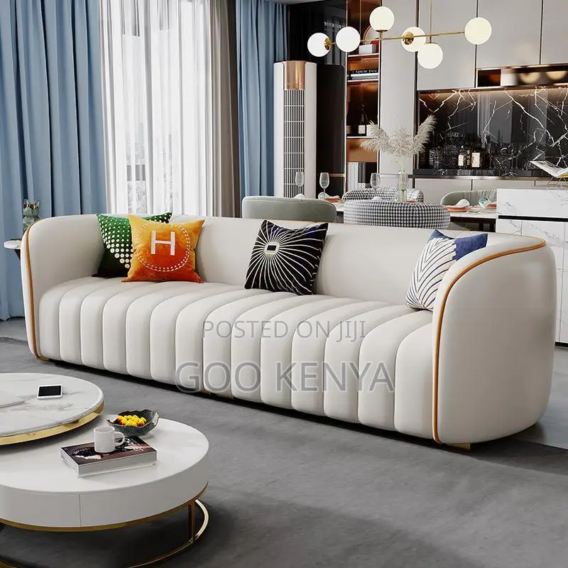 Home Sofa; 3-Seater Fabric Upholstery Living Room Couch