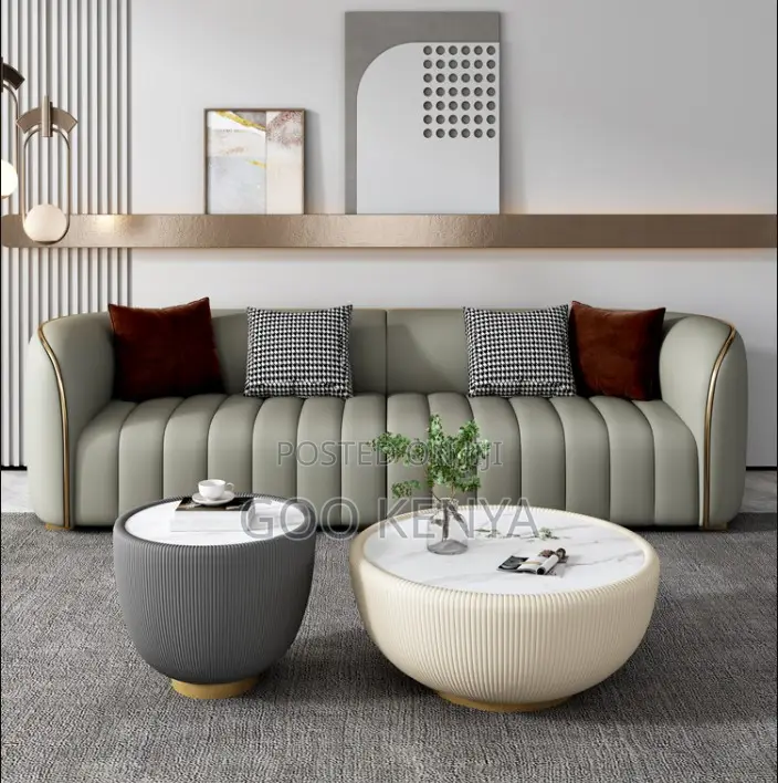 Home Sofa; 3-Seater Fabric Upholstery Living Room Couch