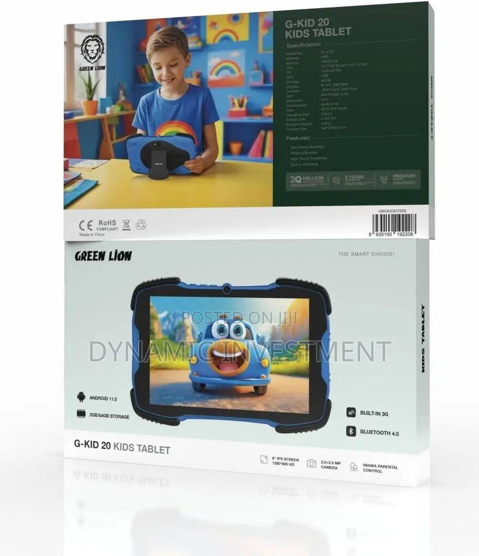G-Kid 20 Green Lion Kids Tablet 8'' Inches 64gb Storage Android 11.0