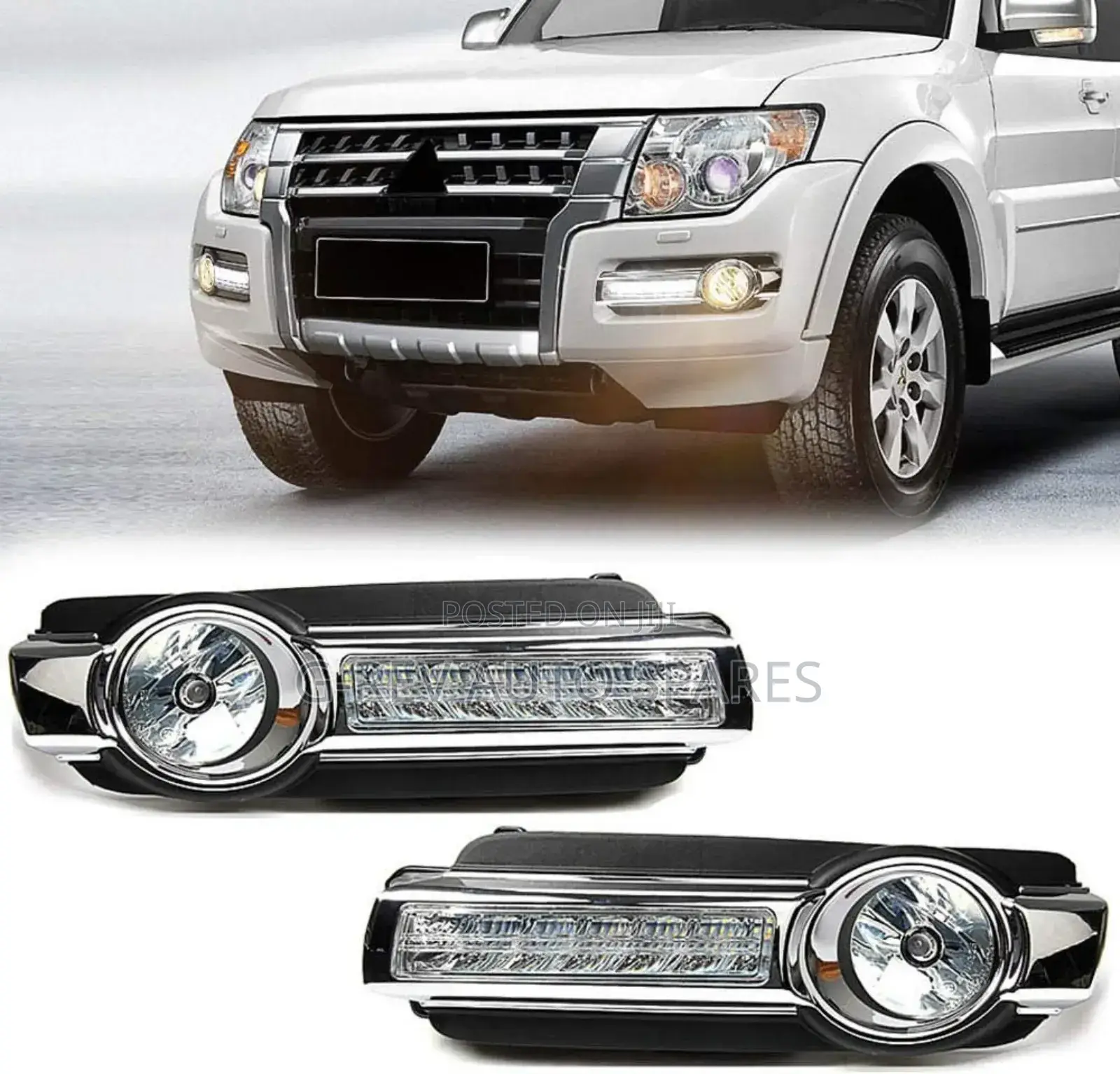 Pajero 2015-2019 Foglight Covers With Day Running Lights.
