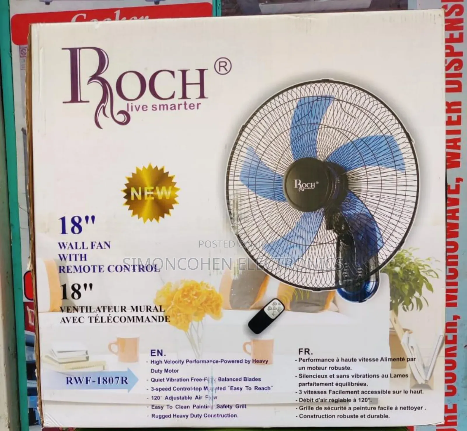 Roch Wall Fan 18 Inch  With Remote