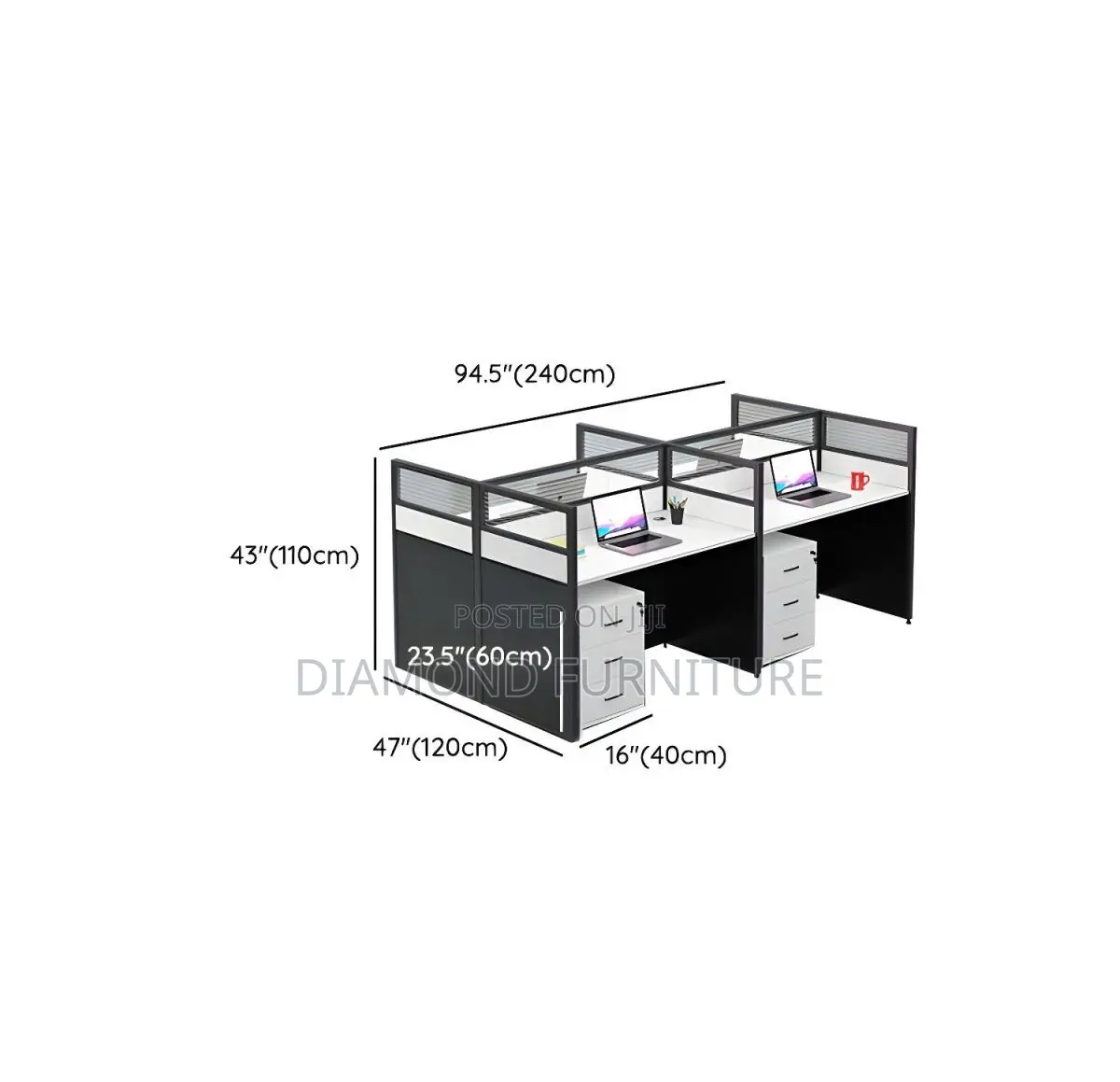 Office Furniture; Modern 4-Way Modular Office Workstation Desk