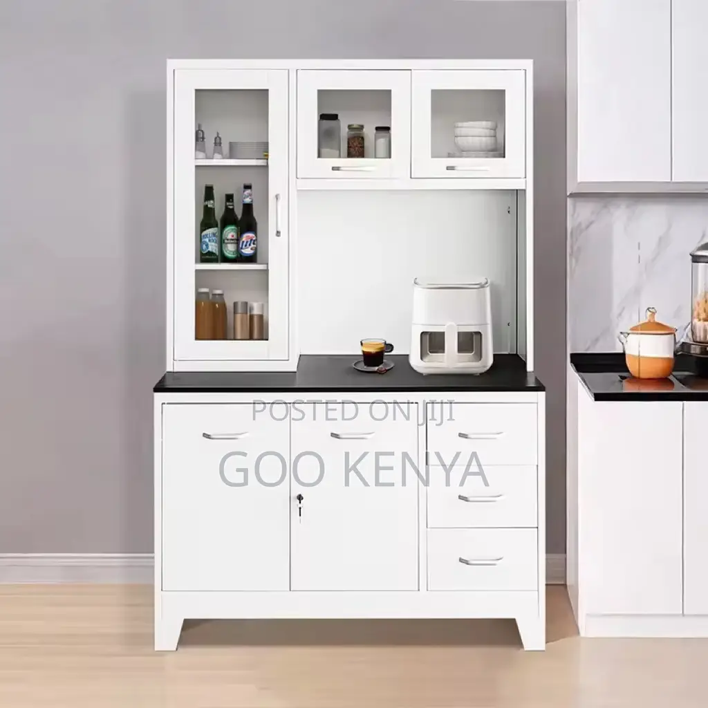 Home Cabinet; Wooden MDF Kitchen Cabinet With Glass Showcases
