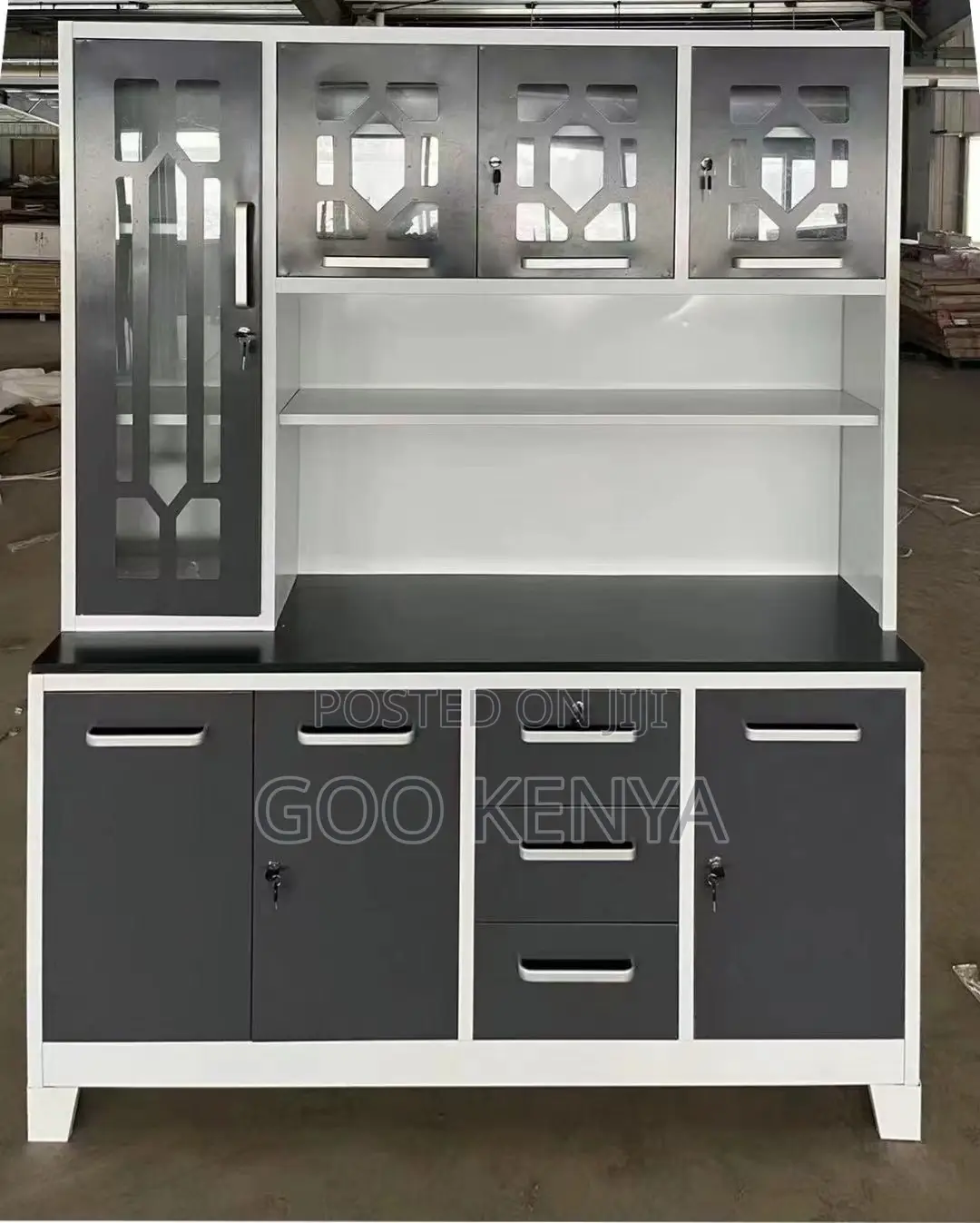 Home Cabinet; Wooden MDF Kitchen Cabinet With Glass Showcases