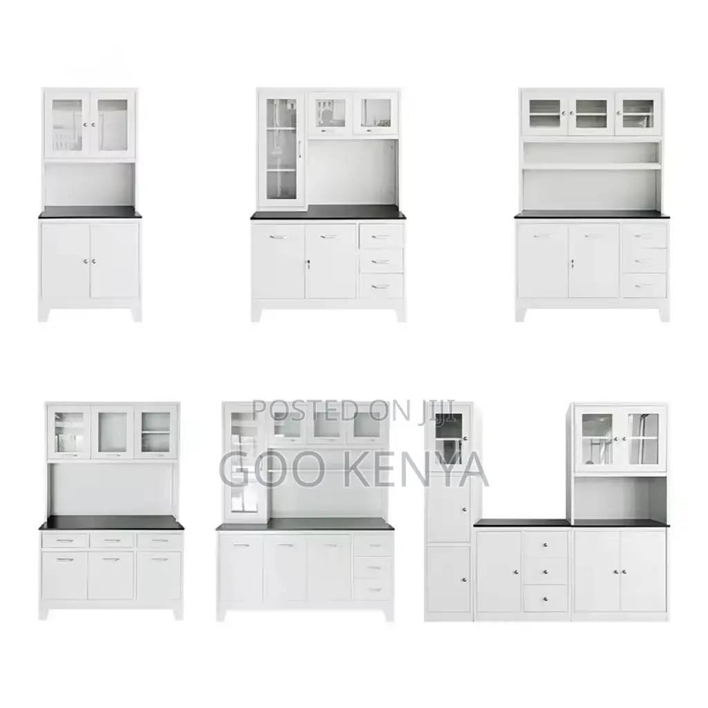 Home Cabinet; Wooden MDF Kitchen Cabinet With Glass Showcases