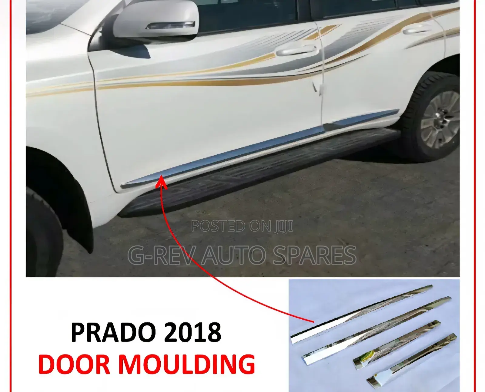 Prado J150 2010-2018 Door Chrome Mouldings.