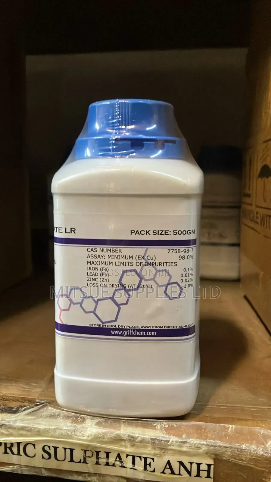 Cupric (Copper) Sulphate Anhydrous 500g For Lab And General Use