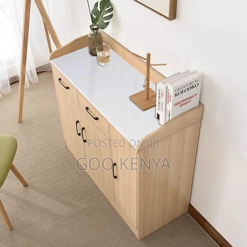 Home Cabinet; 3-Door Wooden Home Cupboard With Drawer and Shoe Rack
