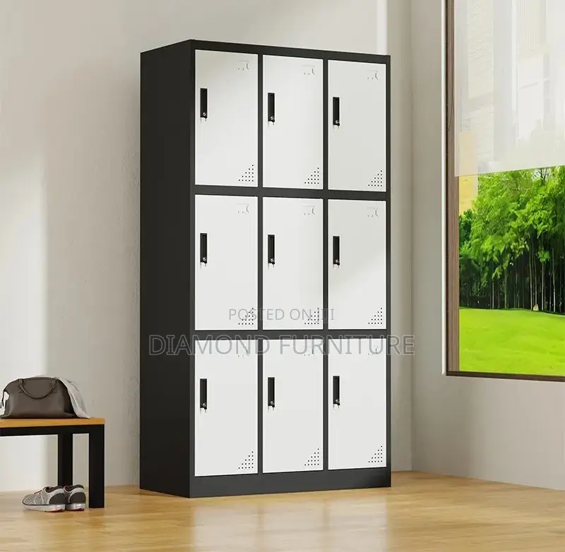 Office Furniture; Nine Locker Steel {Office Storage Cabinet}