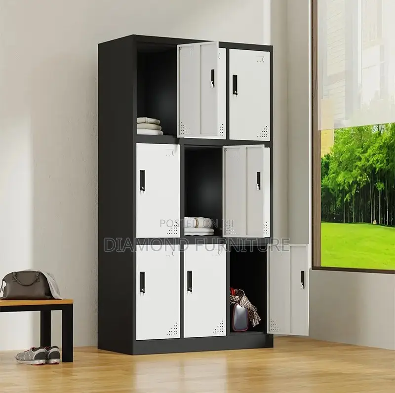 Office Furniture; Nine Locker Steel {Office Storage Cabinet}