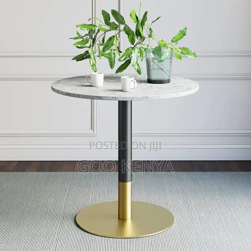 Home Coffee Table;Minimalist Marble-Top Coffee Table in Gold Finish
