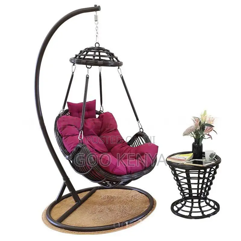 Home Outdoor Chair; Balcony Hammock Chair With Stand and Cushions