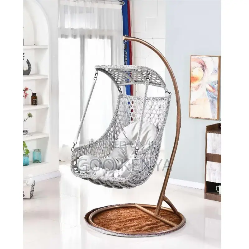 Home Outdoor Chair; Balcony Hammock Chair With Stand and Cushions