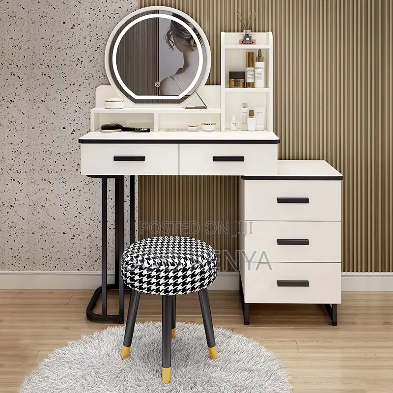Home Dressing Set; Modern Glam Makeup Table With Led Mirror