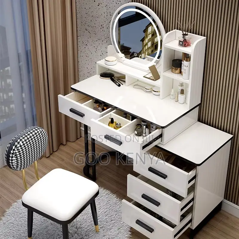 Home Dressing Set; Modern Glam Makeup Table With Led Mirror