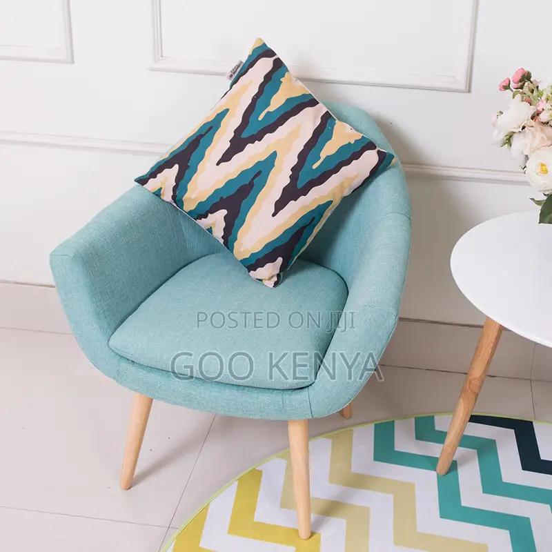 Home Chair; Soft Fabric Accent Armchair With Sturdy Wood Legs