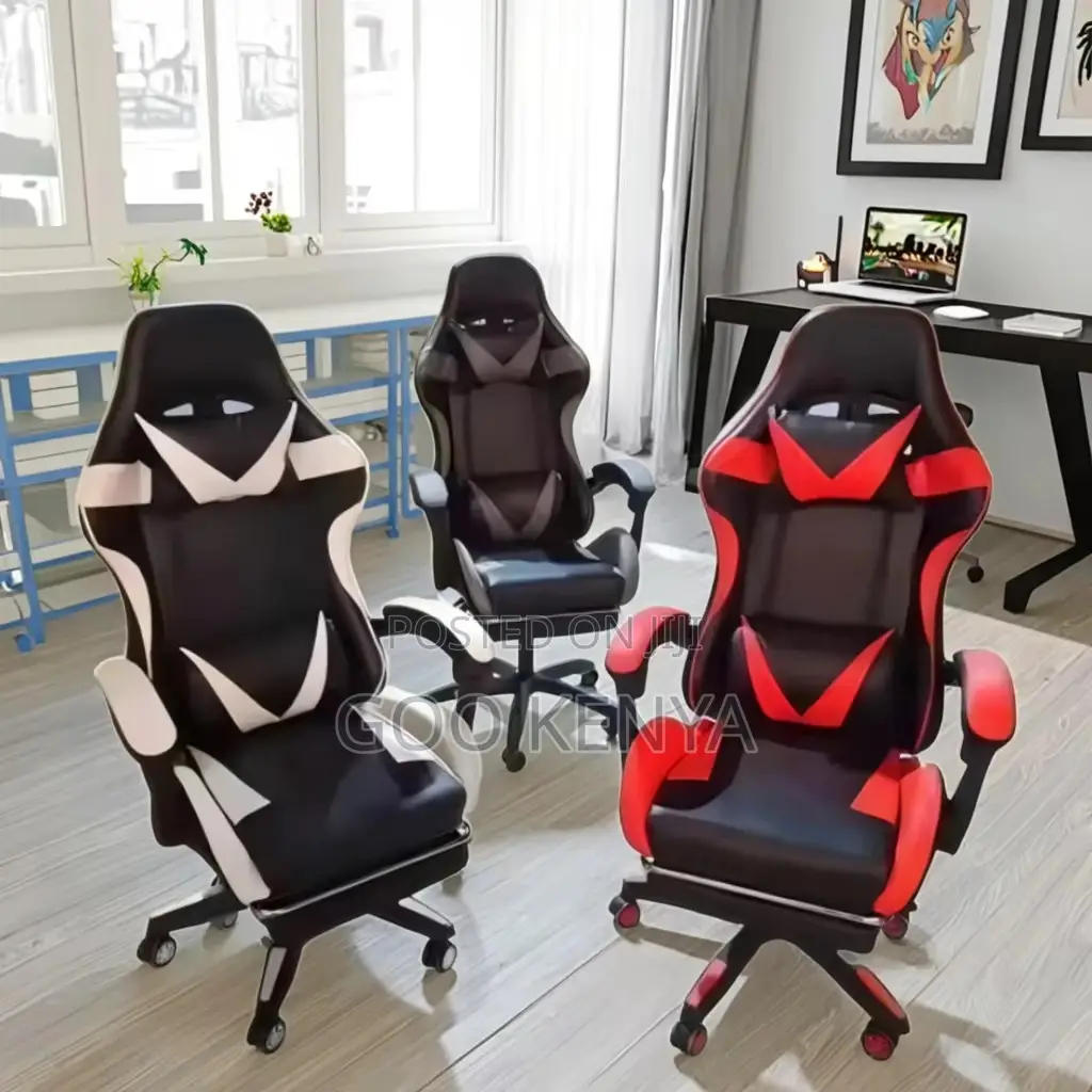 Office Chair; High-Back Adjustable Gaming Chair With Headrest Pillow