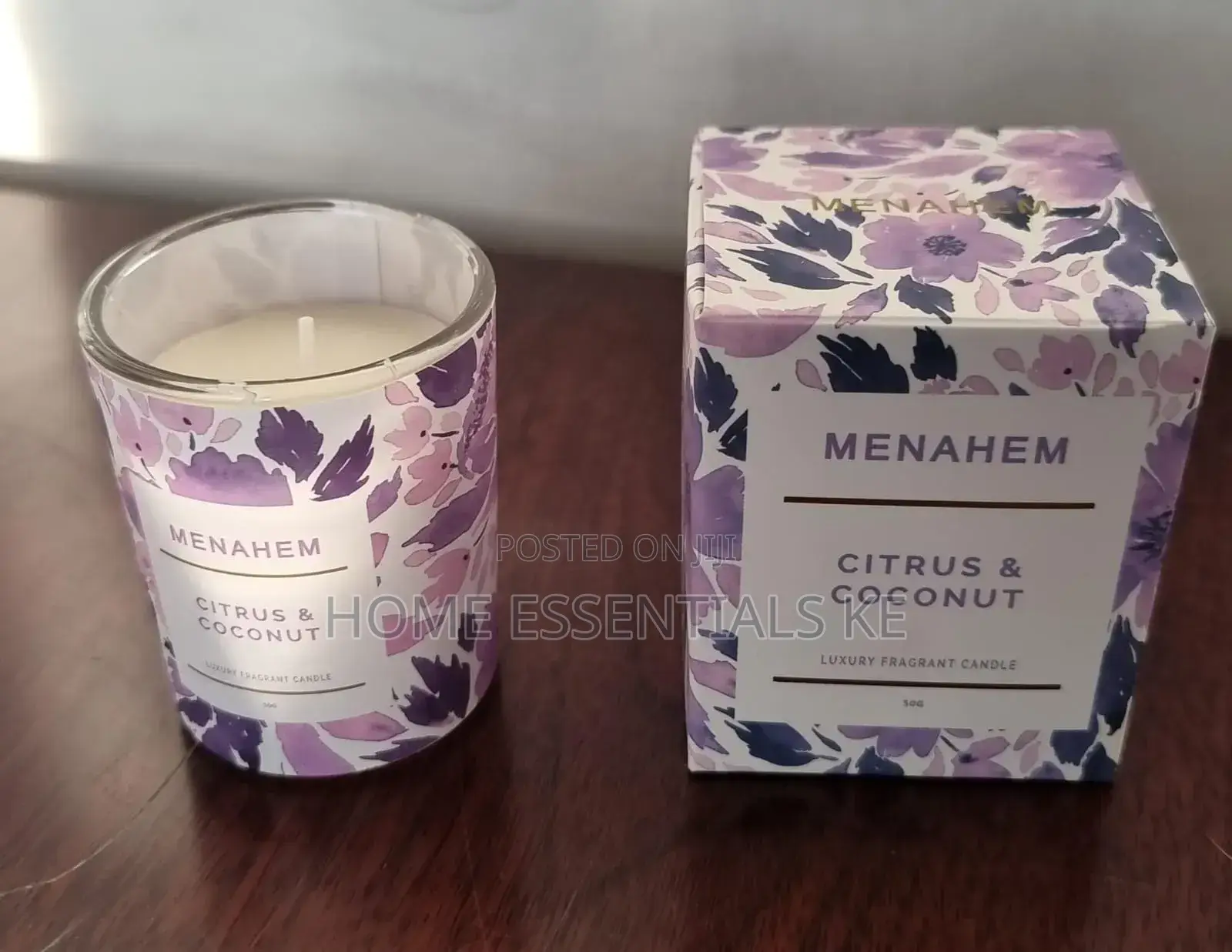 50g Menahem Citrus and Coconut Scented Candle in Glass