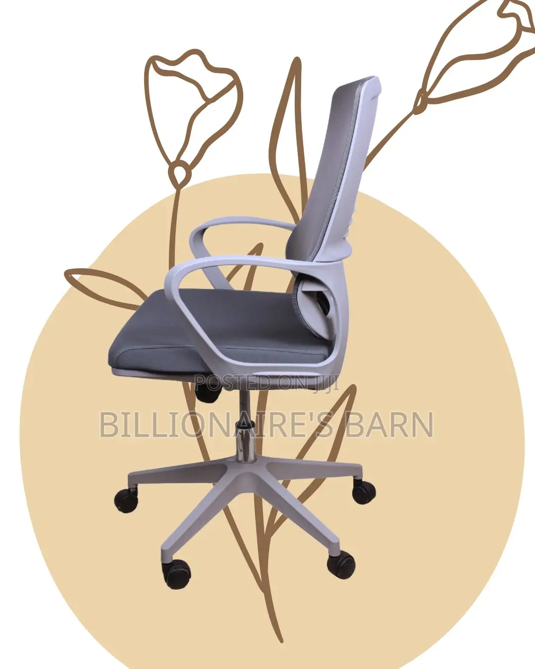Grey Ergonomic Mesh Office Chair (Quiet-Roll) — Moving Fast