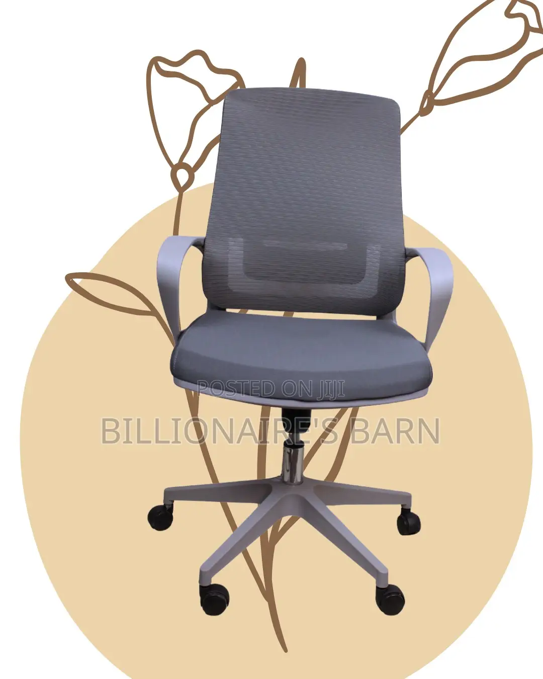 Grey Ergonomic Mesh Office Chair (Quiet-Roll) — Moving Fast