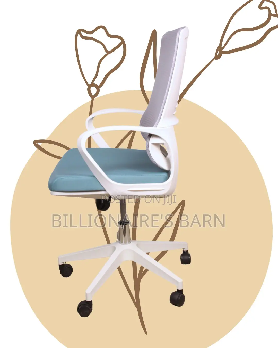 Premium White Ergonomic Mesh Office Chair — Smooth-Rolling Mobility