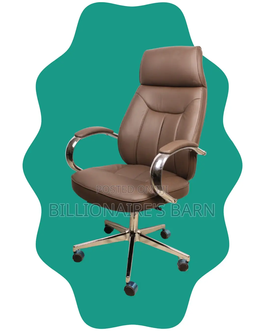 Heavy-Duty Brown Executive Leather Office Chair — All-Day Comfort