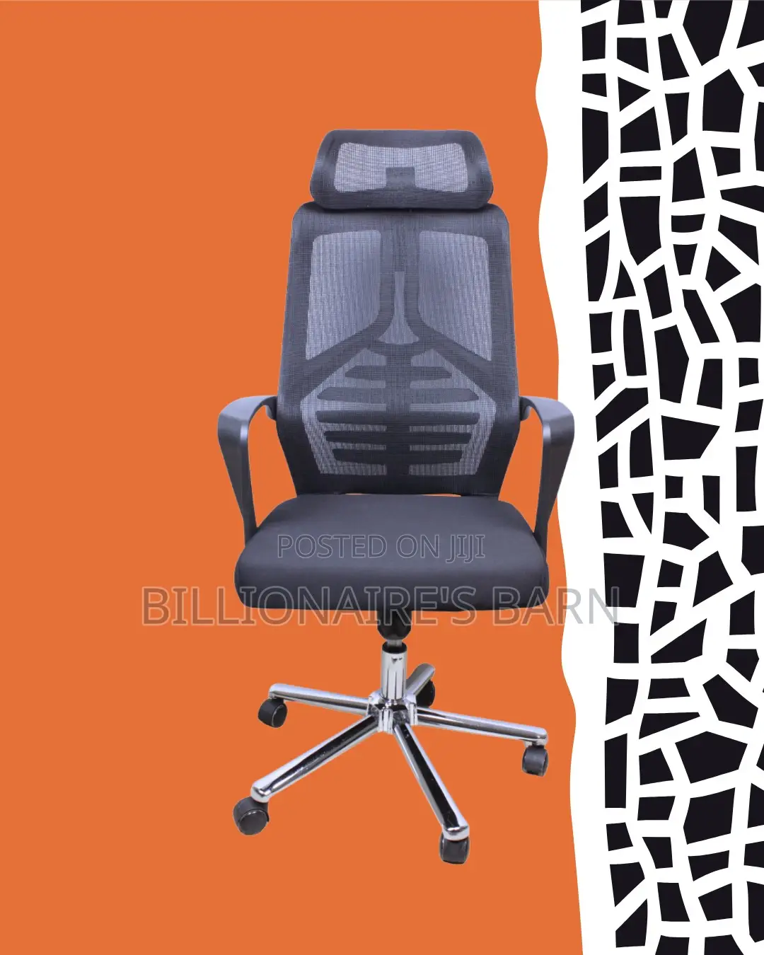 Quiet-roll High Back Mesh Office Chair — Relieves Lower Back Pressure