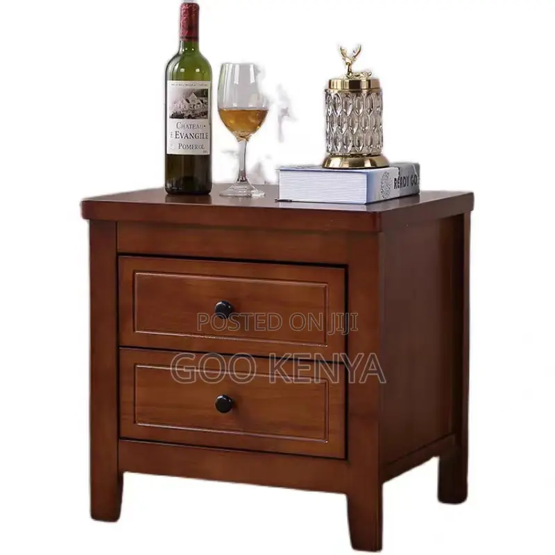 Home Cabinet; Elegant Wooden Bedside Cabinet in Mahogany Finish