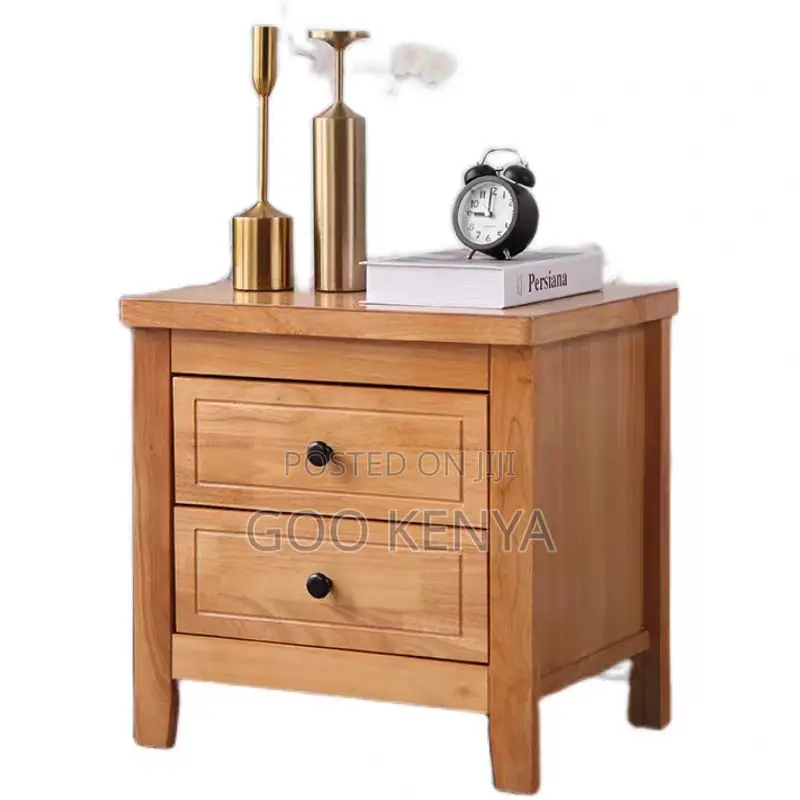Home Cabinet; Elegant Wooden Bedside Cabinet in Mahogany Finish