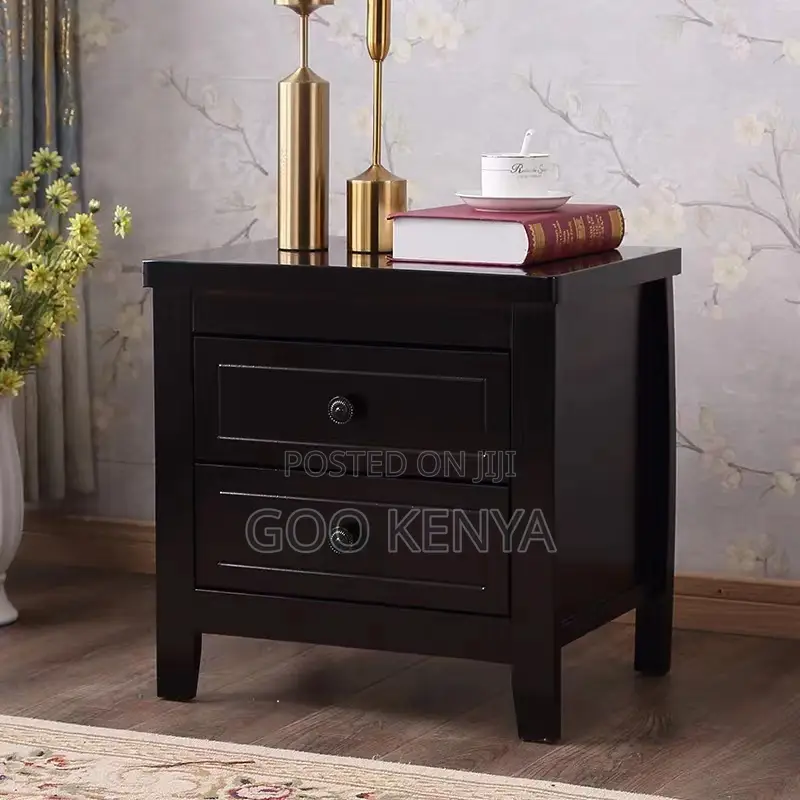 Home Cabinet; Elegant Wooden Bedside Cabinet in Mahogany Finish