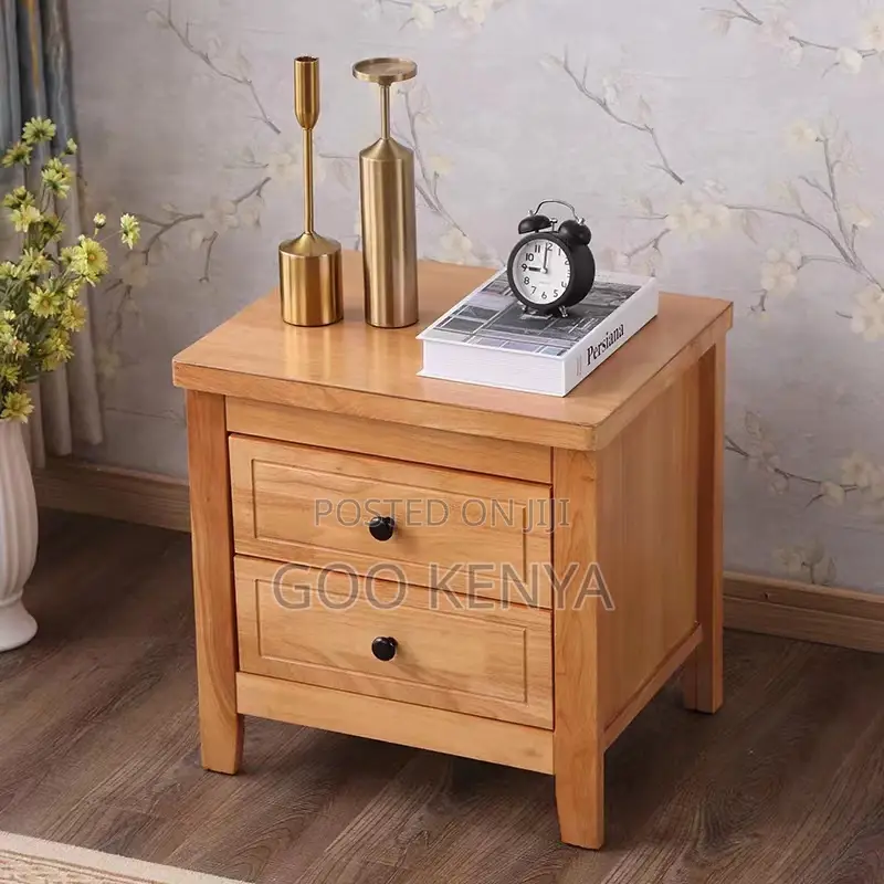 Home Cabinet; Elegant Wooden Bedside Cabinet in Mahogany Finish