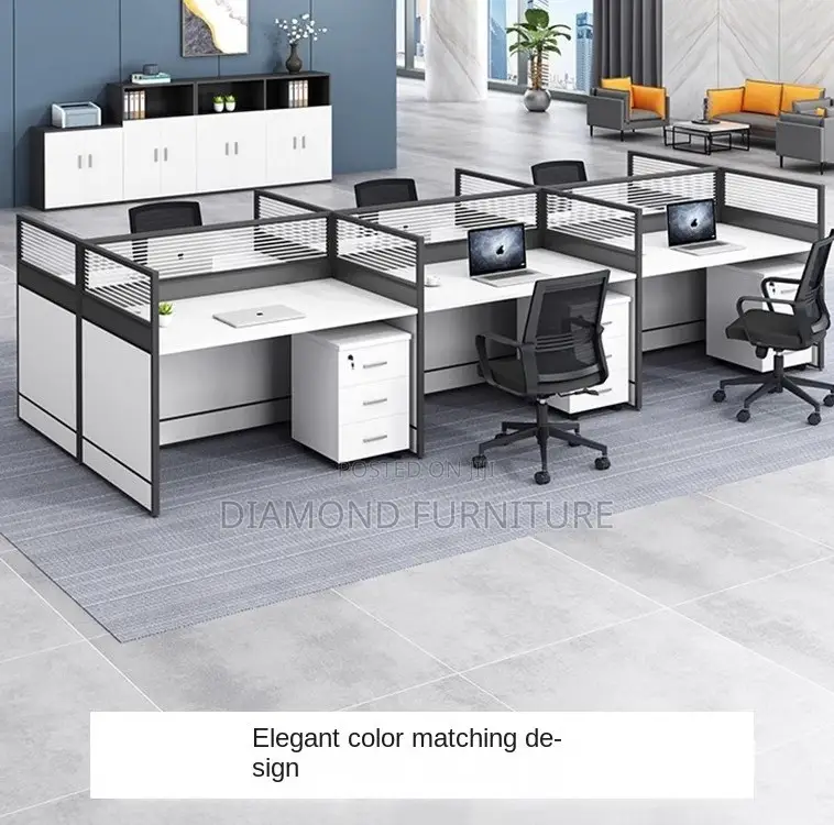 Office Furniture; Modern {6-Way Modular Office Workstation} for Teams