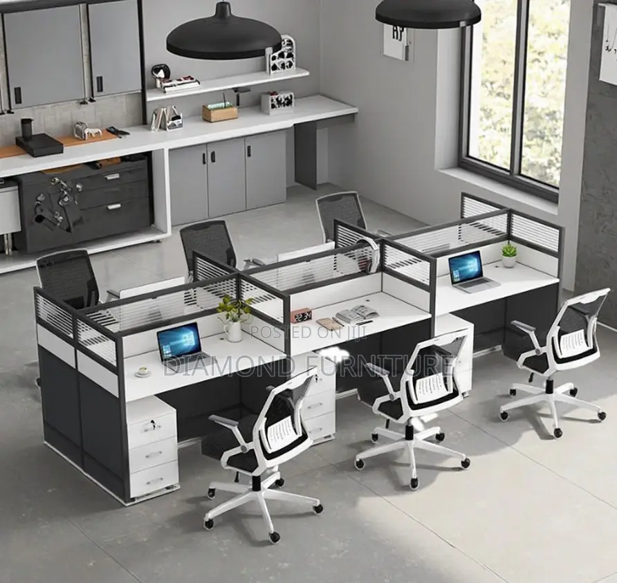Office Furniture; Modern {6-Way Modular Office Workstation} for Teams