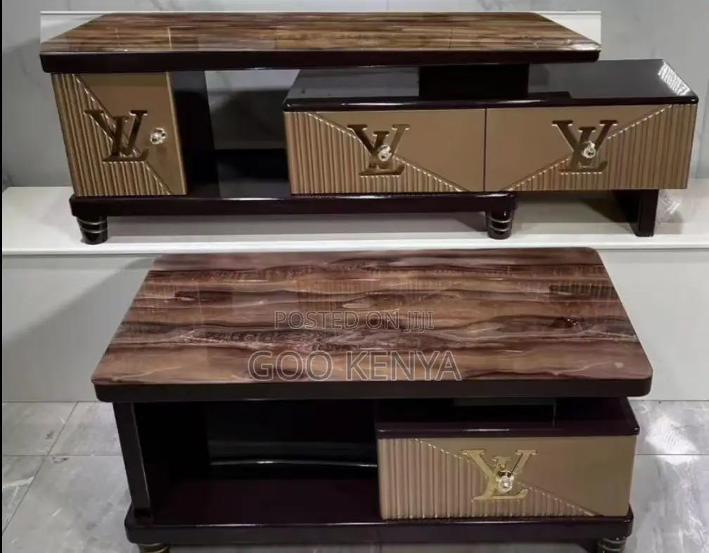 Home Set; Polished Marble Coffee Table With Tv Cabinet