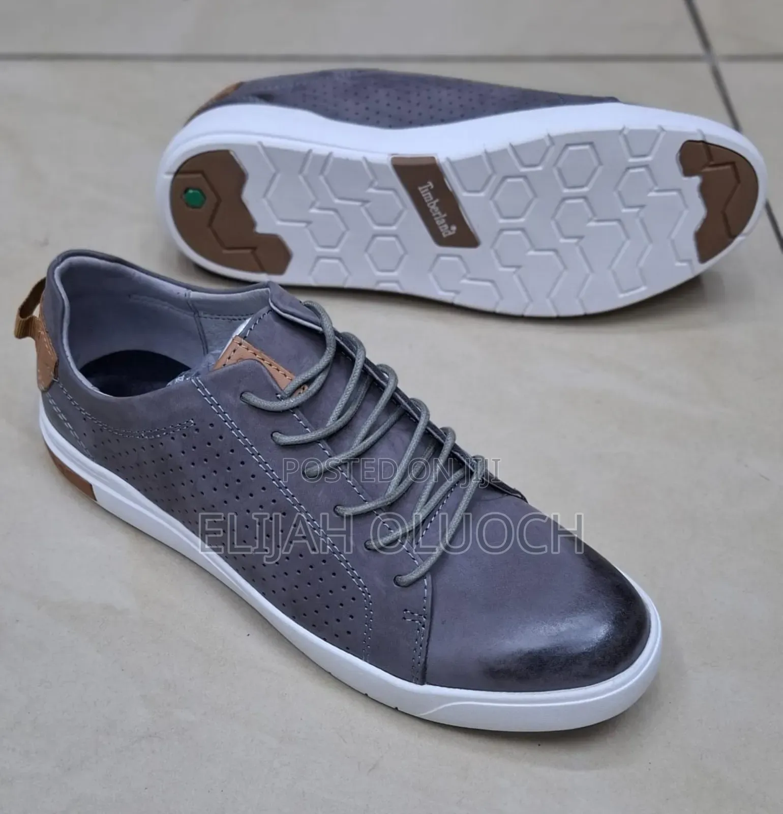 Gray Leather Timberland Casual Shoes