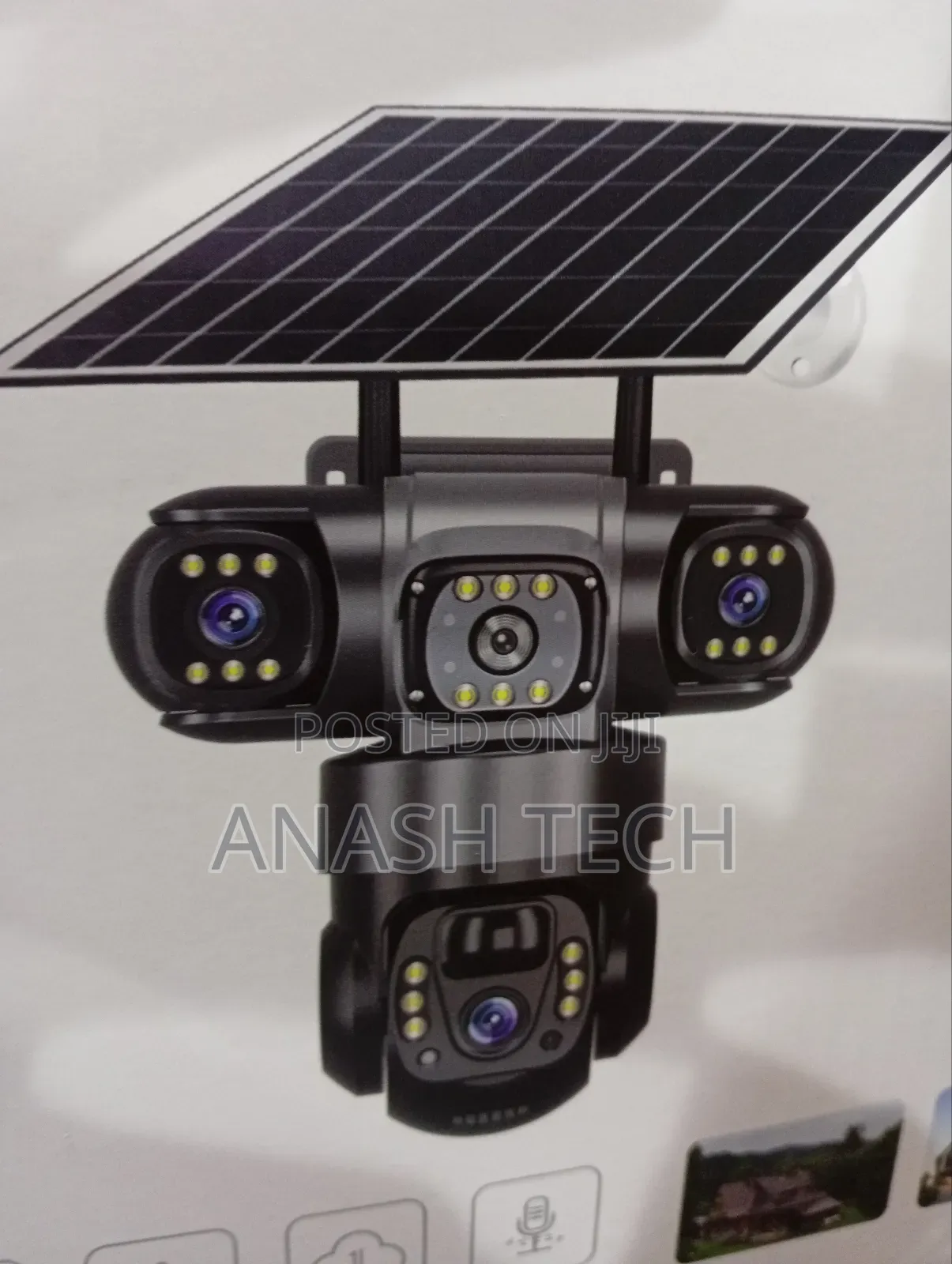 PTZ Tripple CCTV Ai Surveillance Cameras Solar Powered Lens
