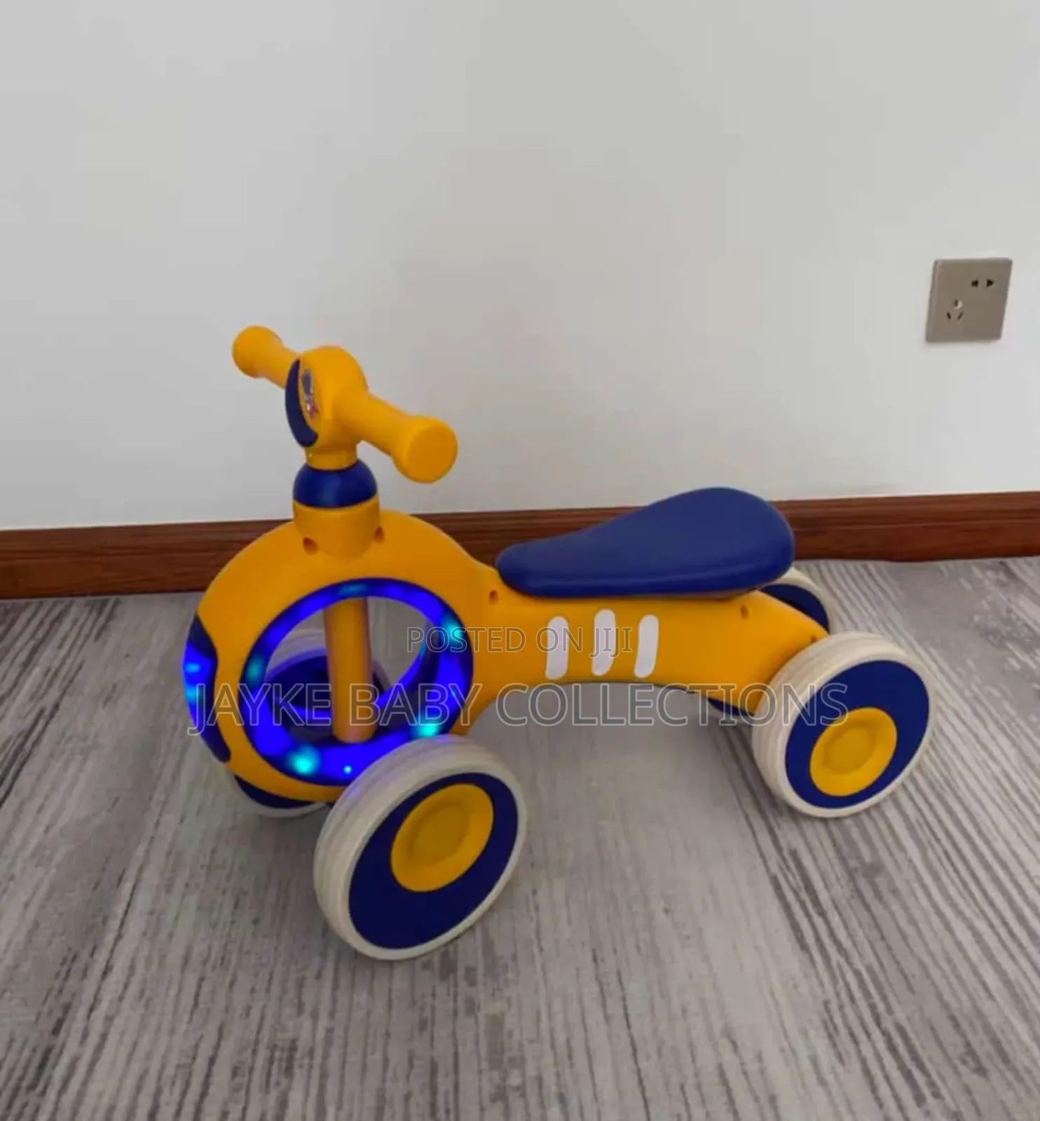Baby Balance Bike 4 Wheels With Lights Soft Seat