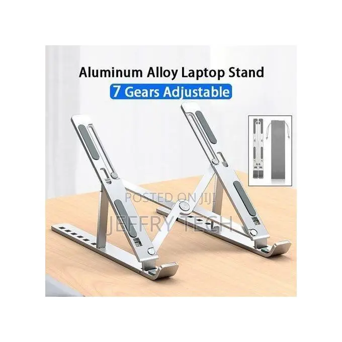 White Label Adjustable Aluminum Laptops Stand - Silver