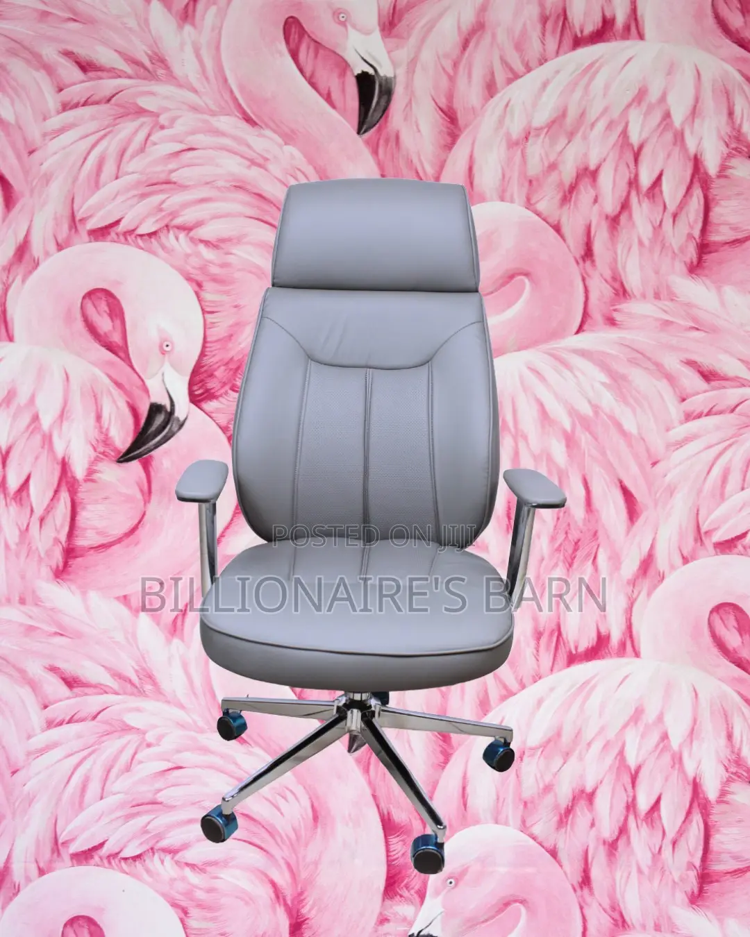 Modern Grey Executive Leather Office Chair — Breathable in Hot Weather