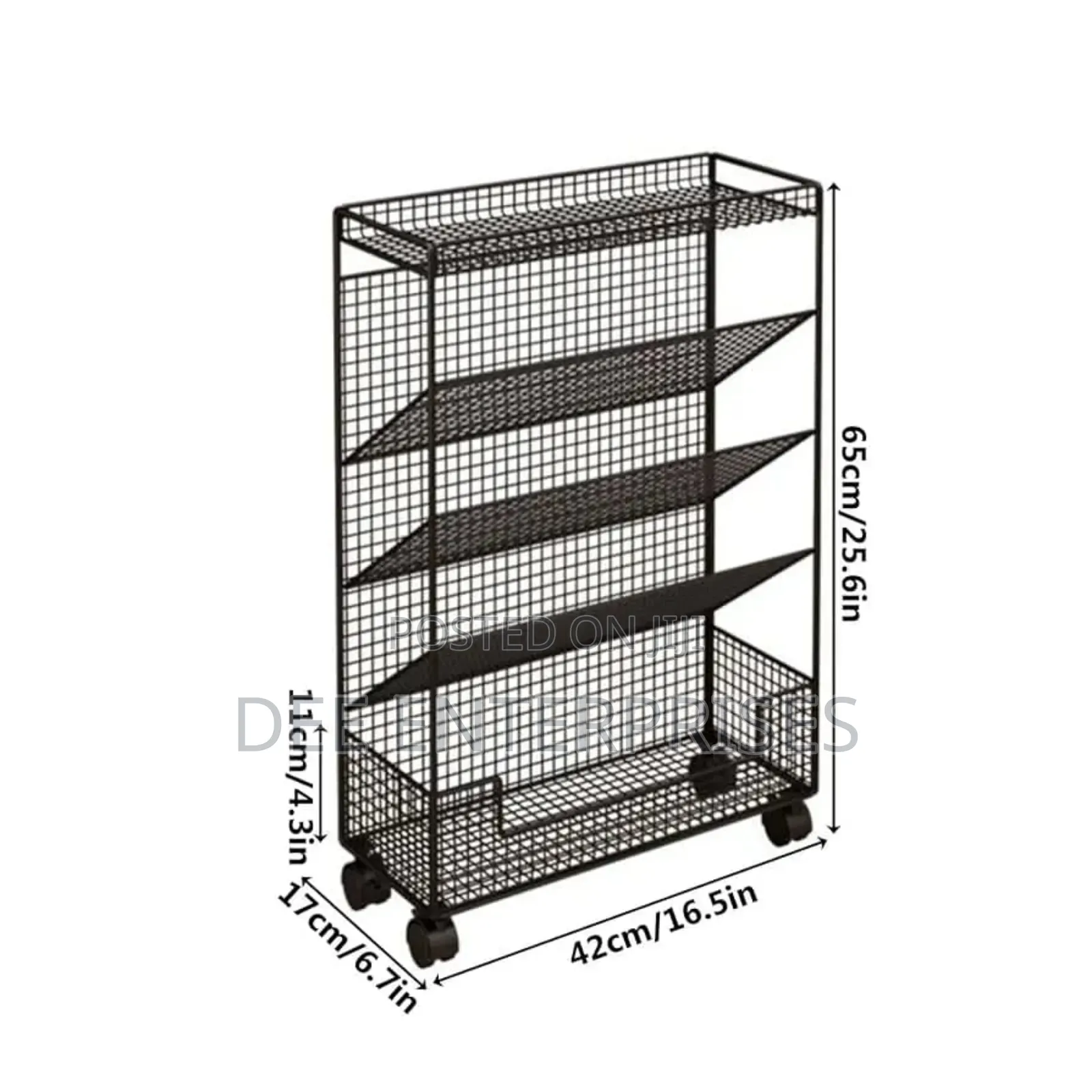 Black Multipurpose Bookshelf Stand With Wheels