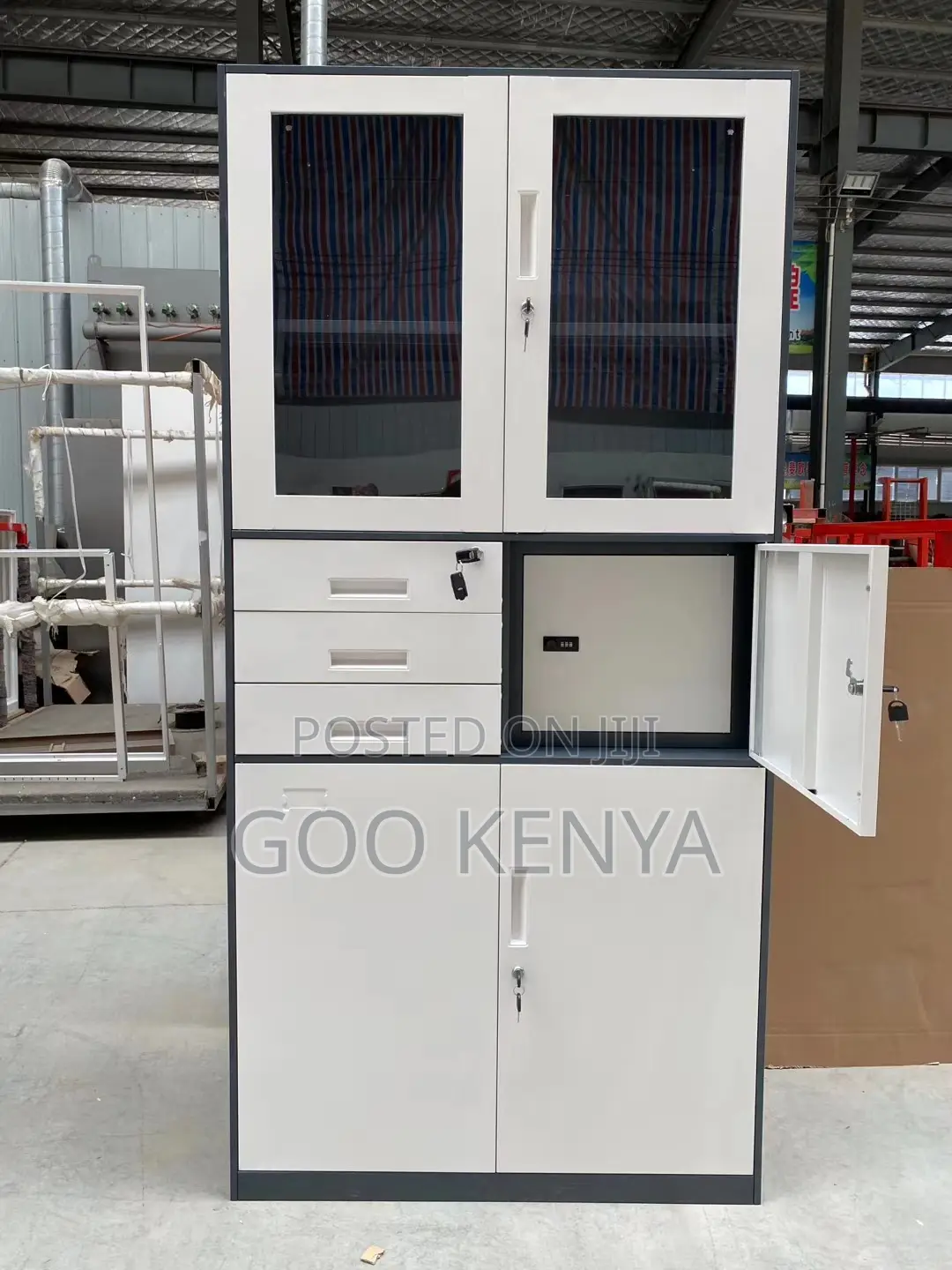 Office Cabinet; Double Door Metal Cabinet With Lock Safe and Drawers