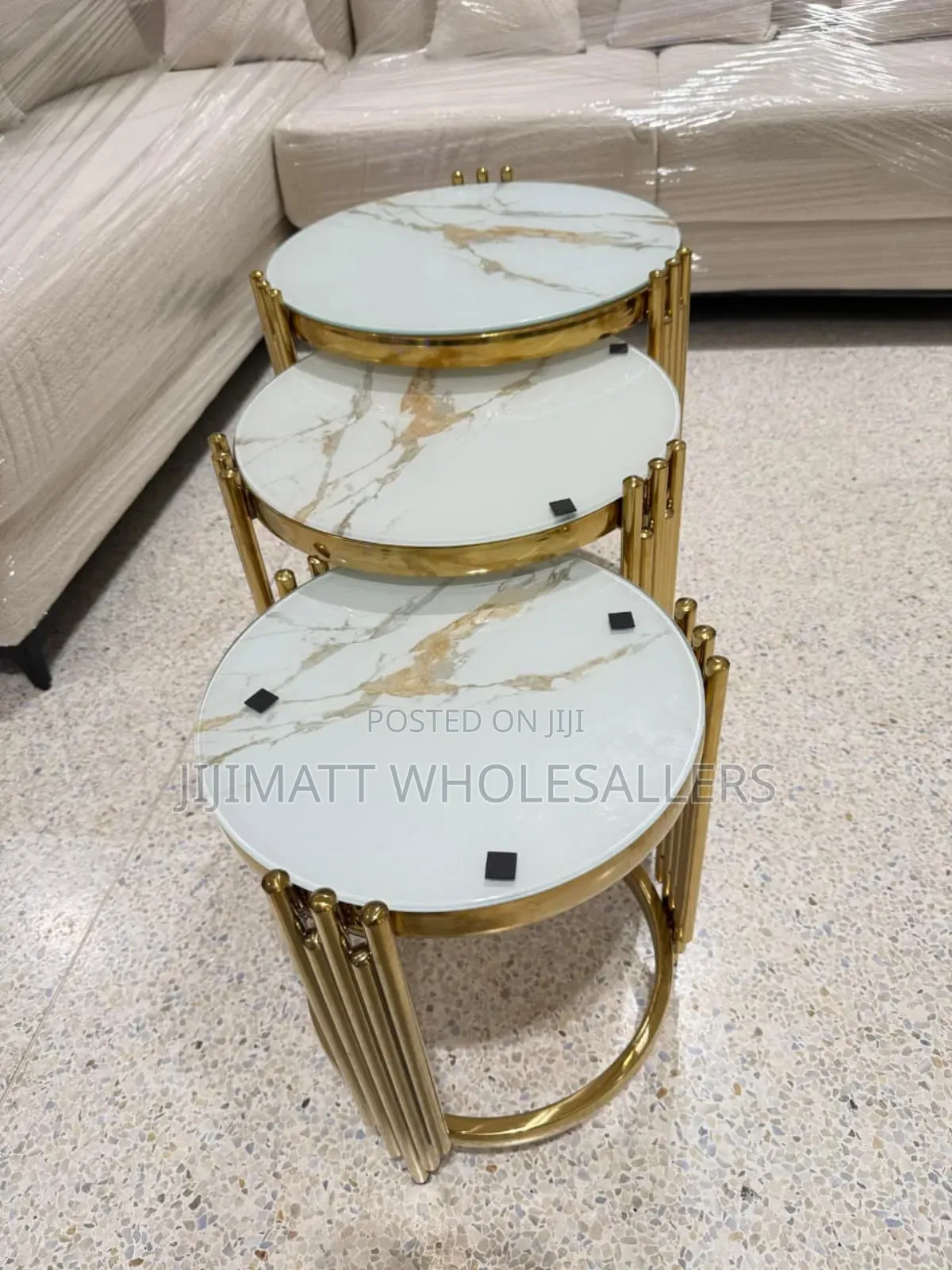 White 3in1 Executive Pure Marble Table