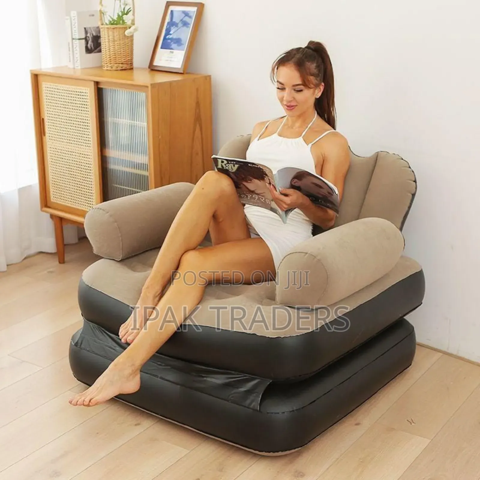 *5 in 1 Inflatable Couch Lazy Sofa Bed With L-Shaped Armrest