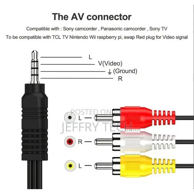 3.5 Mm to 3rca Av Audio Video Aux Cable for Smartphones,Mp3, Tablets