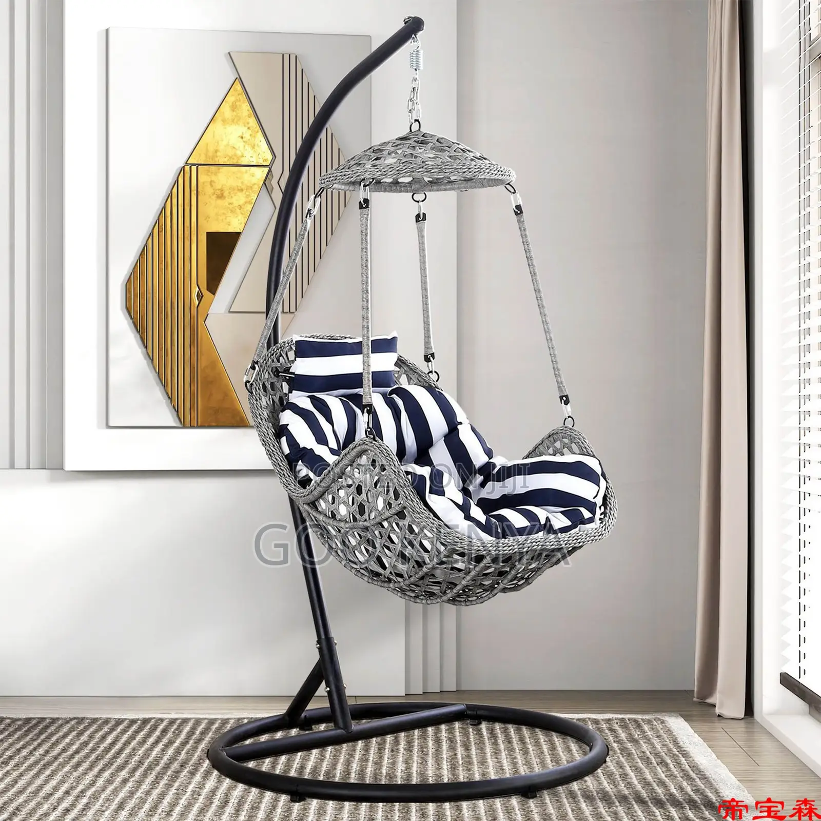 Outdoor Chair; Relaxing Outdoor Swing Chair With Soft Cushion